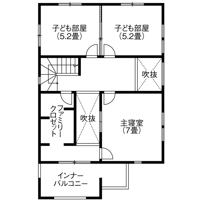 ビーバーハウス　注文住宅事業部　REST 【1000万円台×ニューヨーク路地裏スタイル】「吹抜回遊動線」の住まい/カフェスタイルのダイニングの間取り図（4DK）2階