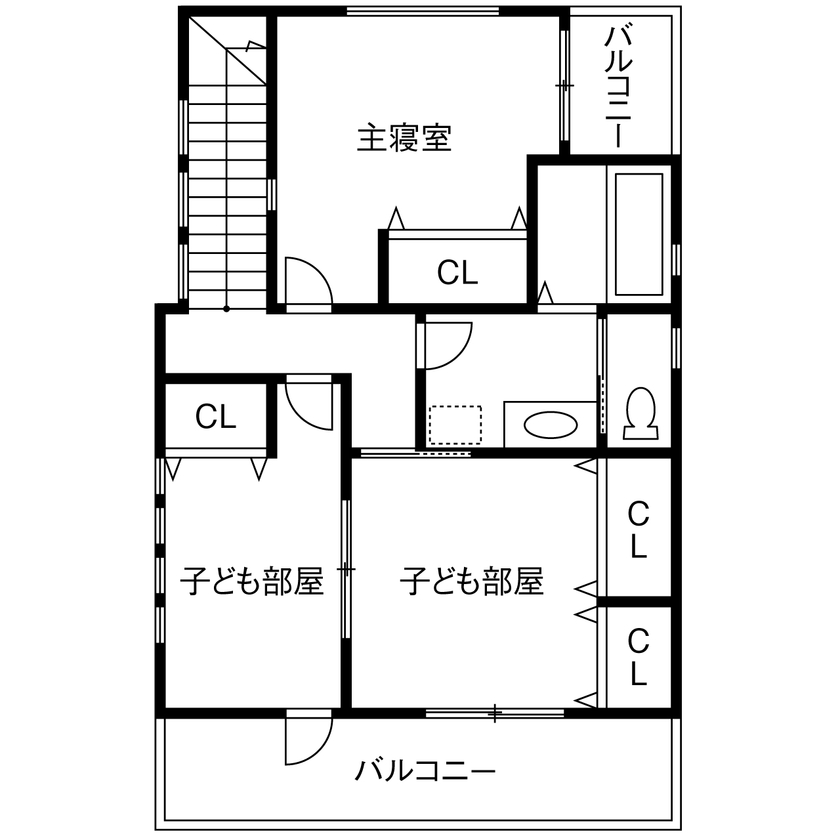 ビーバーハウス　注文住宅事業部　REST 【八尾市/1800万円/間取り図有】玄関土間とLDKにつながりをもたせて広がりを生み出した、心地いい家の間取り図（3LDK）2階