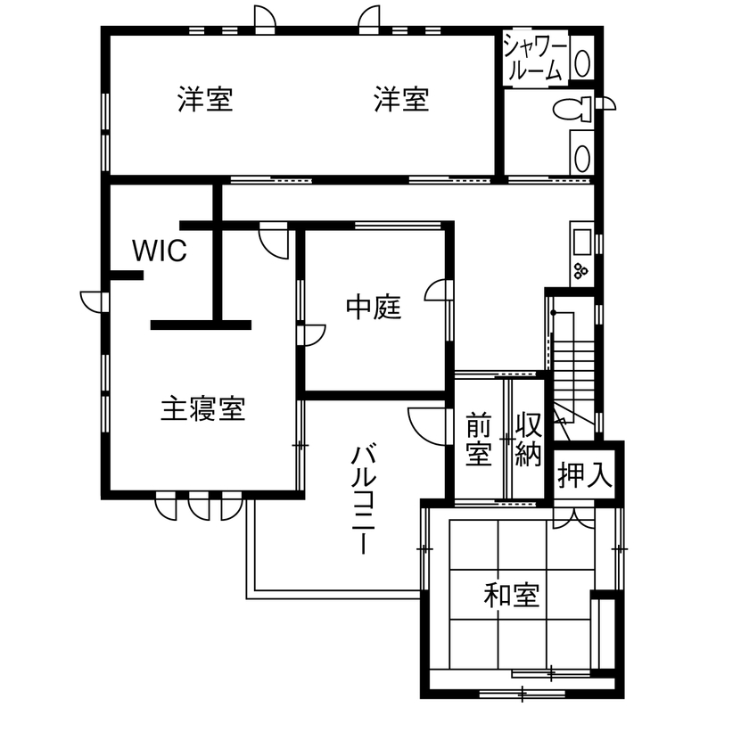 ビーバーハウス　注文住宅事業部　REST 【八尾市/2350万円/間取り図有】中庭やボルダリングのできるガレージがある、遊び心あふれる住まいの間取り図（4LDK）２階