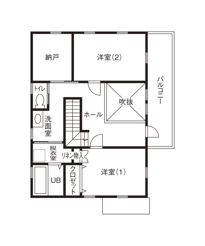 グランレブリー 【京都長岡京市/1000万円台/北欧スタイル×吹き抜け・間取り図あり】回遊できるフレンチシックハウスの間取り図（3LDK）2階