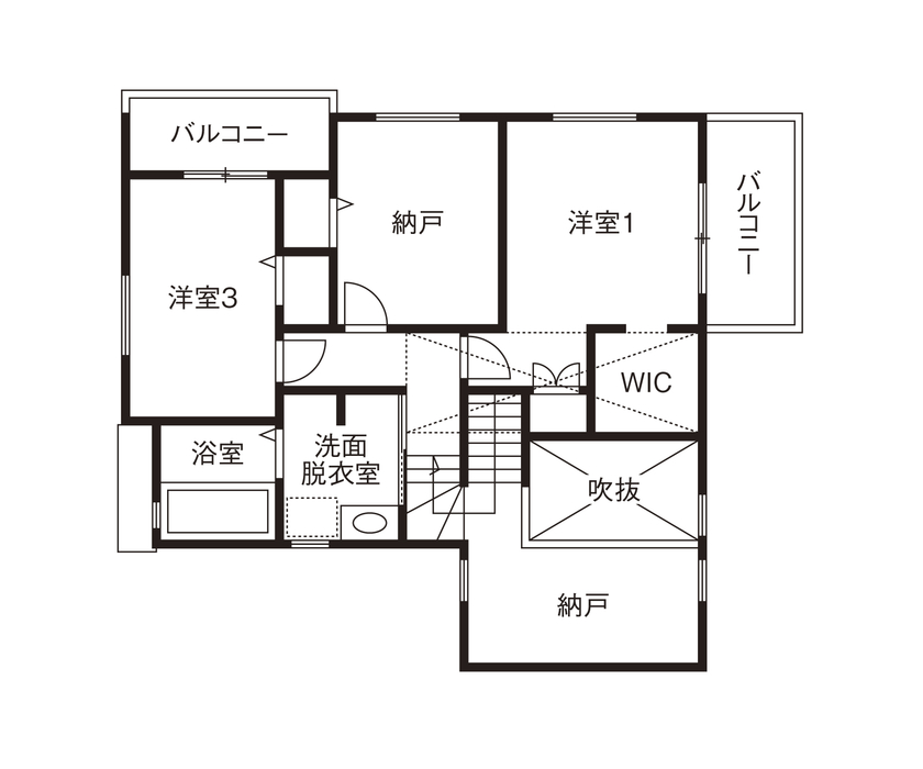 グランレブリー 【狭小×モダンスタイル×スキップフロア・間取り図あり】理想を形にした家の間取り図（3LDK）2階