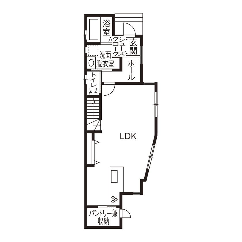 グランレブリー 【京都市/1000万円台/狭小×北欧スタイル×ロフト・間取り図有】木の風合いが心地よいナチュラルハウスの間取り図（3LDK）1階