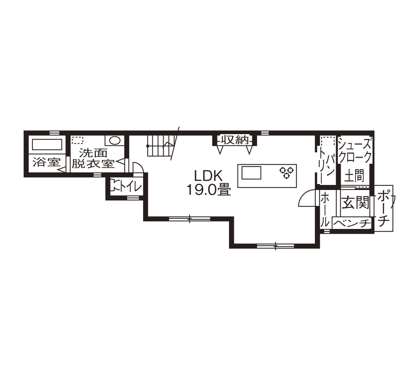 グランレブリー 【長岡京市/2000万円台/ナチュラルスタイル×吹き抜け・図面あり】狭小地を感じさせない家の間取り図（3LDK）1階