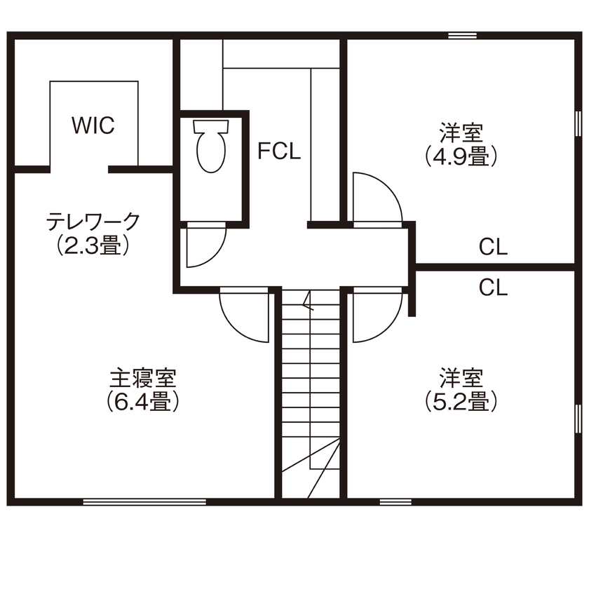 グランレブリー 【滋賀県/1000万円台後半/モノトーン/間取り図有】グレーの陰影が生み出す、上質なくつろぎの空間の間取り図（3LDK＋小屋裏収納）2階