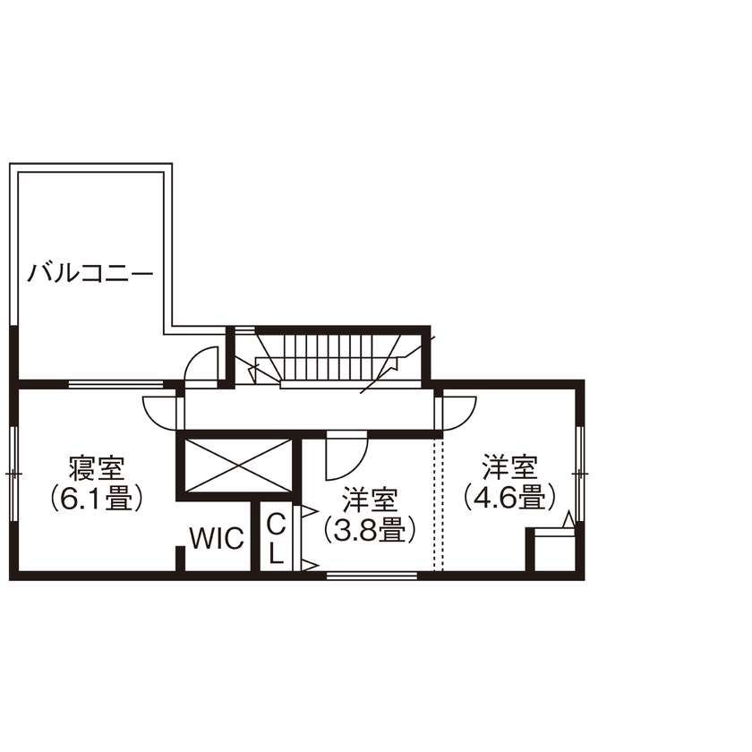 グランレブリー 【1000万円台後半/間取り図有】グレーと木目が美しく調和する、アーチが彩るこだわりの住まいの間取り図（2LDK）2階