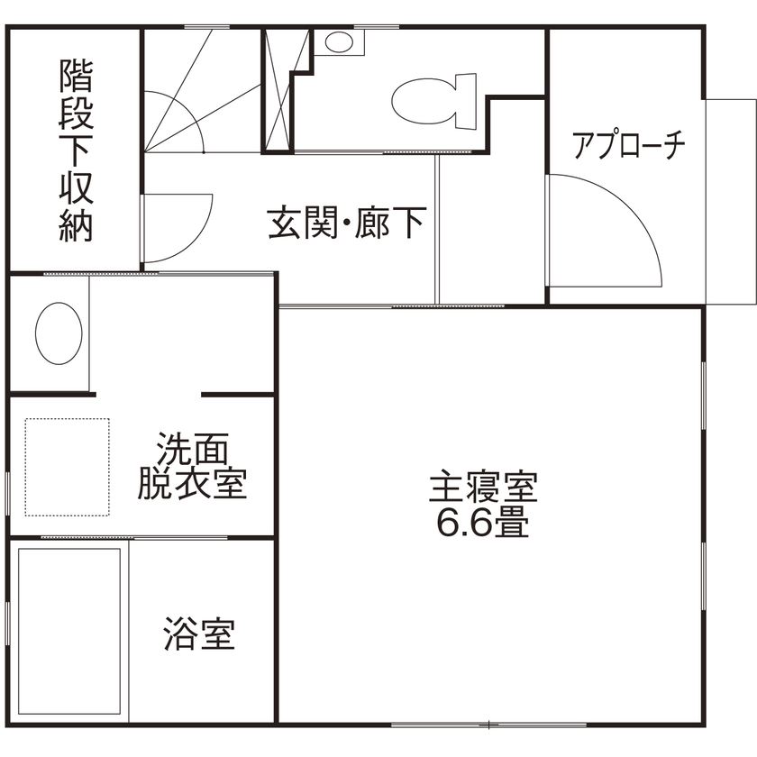 トヨタT&S建設 【間取り図掲載／名古屋市】面積以上に広さを感じる、シンプルさを極めた小粋な都市型３階建て住宅の間取り図（2LDK）１階