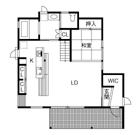 大和工務店 【2000万円台｜間取り図有】長い軒が西日を遮る快適さ。木の香りが心地いい片流れ屋根のシンプルな家の間取り図（4LDK）1階