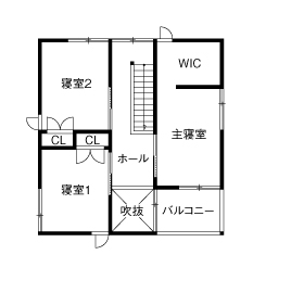 大和工務店 【2000万円台｜間取り図有】長い軒が西日を遮る快適さ。木の香りが心地いい片流れ屋根のシンプルな家の間取り図（4LDK）2階