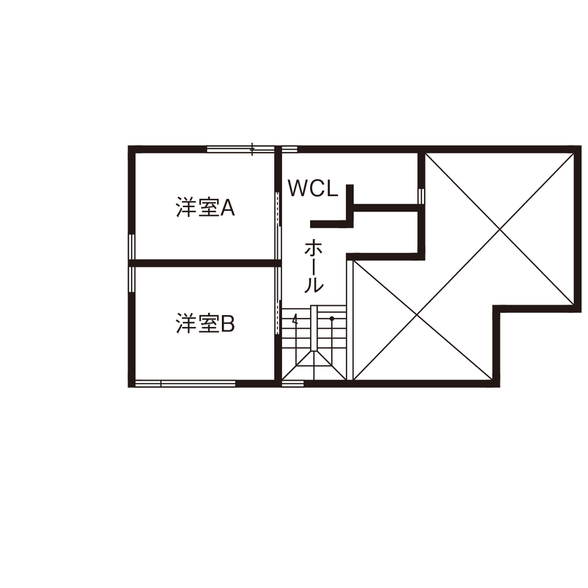 大和工務店 【平屋風×2階建て×約30坪×吹き抜けLDK｜間取り図有】二重床エアコン暖房システムで冬も暖かい無垢の住まいの間取り図（3LDK）2階