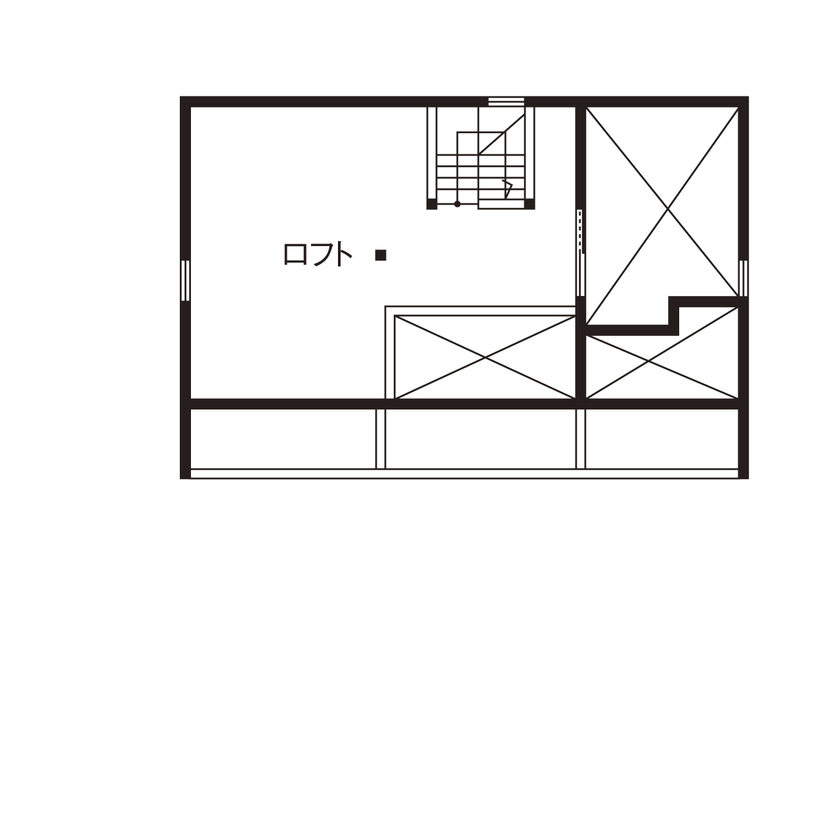 大和工務店 【平屋×離れ×W断熱｜間取り図有】特許の全館空調で冬の朝も寒さ知らず。キャビンは多趣味な夫の秘密基地の間取り図（1LDK+ロフト+離れ）ロフト