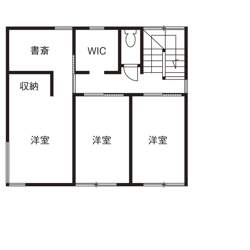 大和工務店 【2000万円台×31坪×W断熱｜間取り図有】「家族が集まりやすい」間取りで幸せ。和×北欧を楽しむ無垢の家の間取り図（4LDK）2階