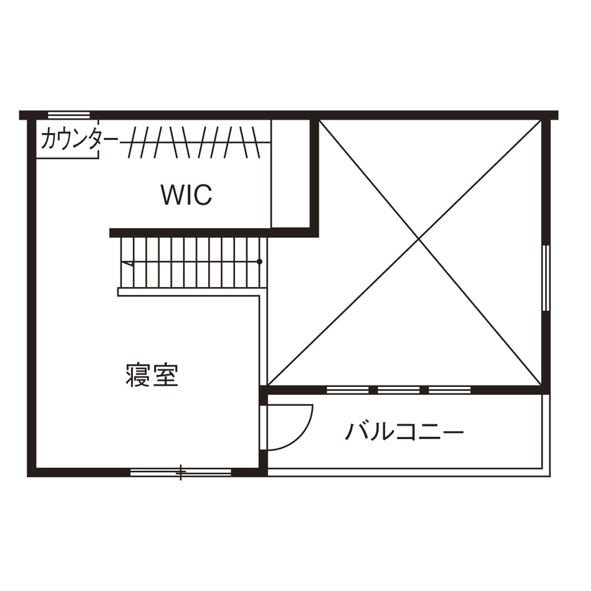 大和工務店 【1000万円台×18坪×土間｜間取り図有】無垢材が包む大空間で料理やDIYを満喫。秘密基地のように暮らす家の間取り図（1LDK+土間）2階
