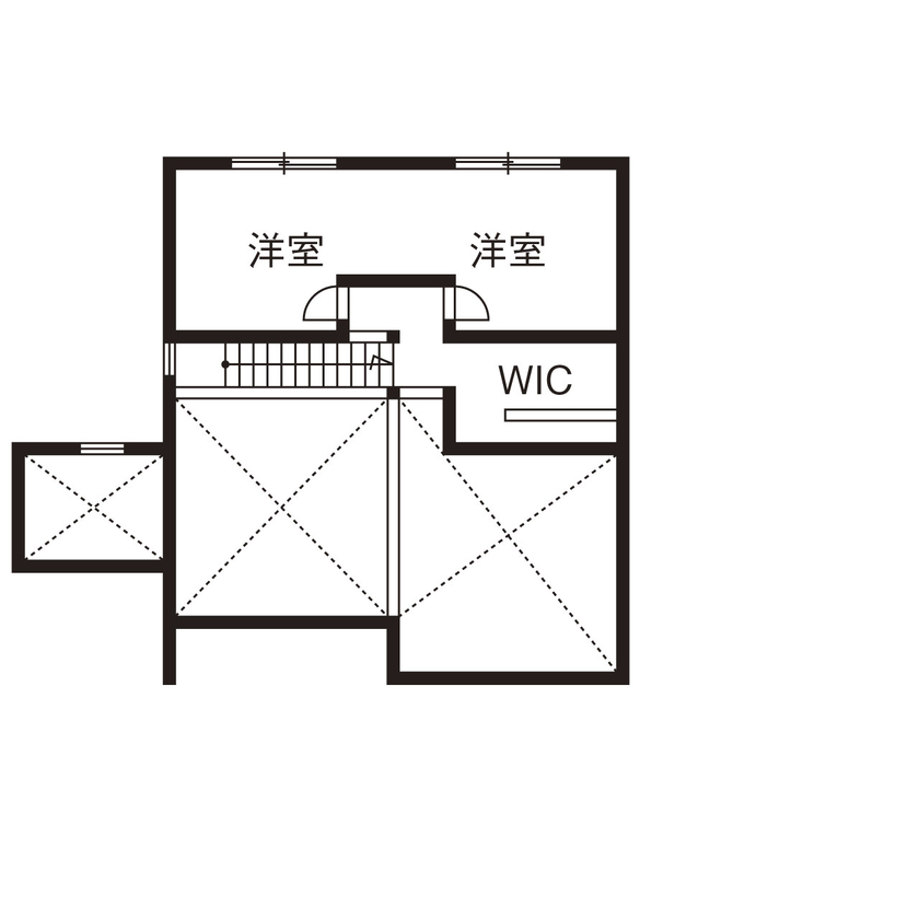 大和工務店 【2000万円台×平屋風×W断熱｜間取り図有】寒がりかつ光熱費が気になるから、性能優先。無垢材も心地いいの間取り図（3LDK+店舗）2階