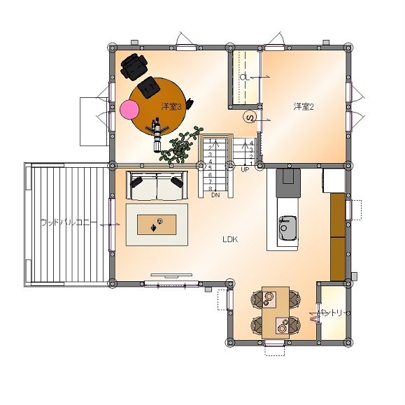ヒューマンホームズ 【1000万円台|30坪台|間取図あり】土地探しからお手伝い！バイクガレージとしても使える趣味部屋のある家の間取り図（4LDK）2階
