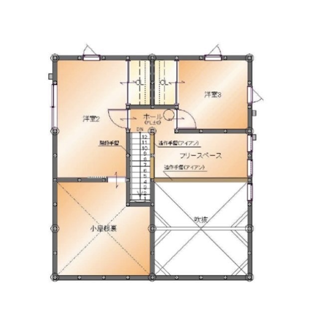 ヒューマンホームズ 【1000万円台|30坪台|間取図】憧れの薪ストーブを備えた平屋感覚の２階建て。庭でキャンプやBBQも楽しい！の間取り図（3LDK）２階