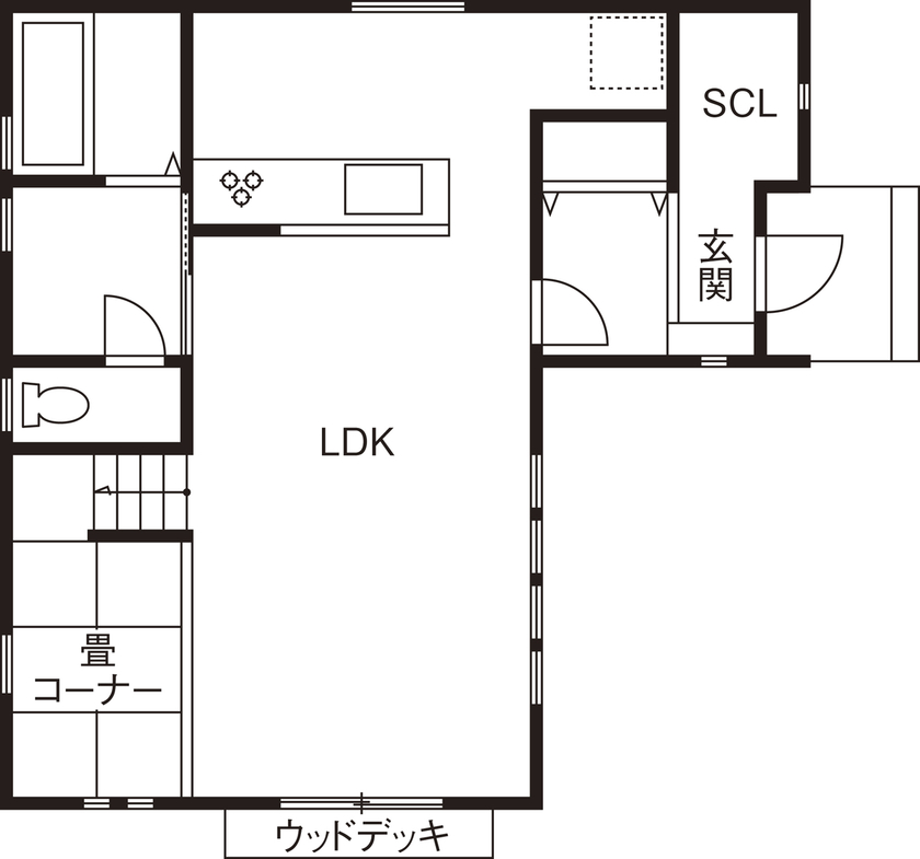 KITOKITO HOME&LIFE 【奈良｜1000万円台｜28坪｜間取り図｜自然素材】耐震等級３＆外断熱も叶えた!漆喰と無垢の木の家の間取り図（2LDK）1階