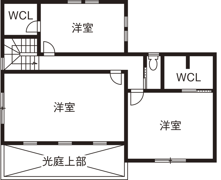 KITOKITO HOME&LIFE 【高石市|1000万円台|間取り図|自然素材|40坪|ウッドデッキ】コの字型キッチンに家族が集うドイツ漆喰の家の間取り図（4LDK）2階