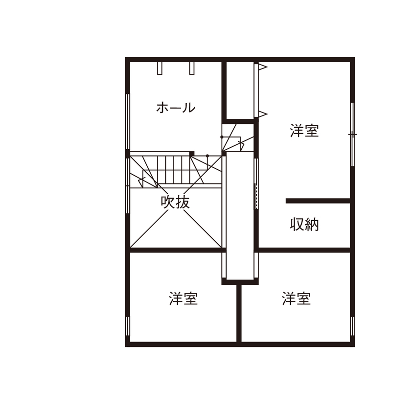 KITOKITO HOME&LIFE 【生駒市｜2000万円台｜30坪台｜建築家】家族それぞれに居心地のいい場所がある、スキップフロアの家の間取り図（3LDK）2階