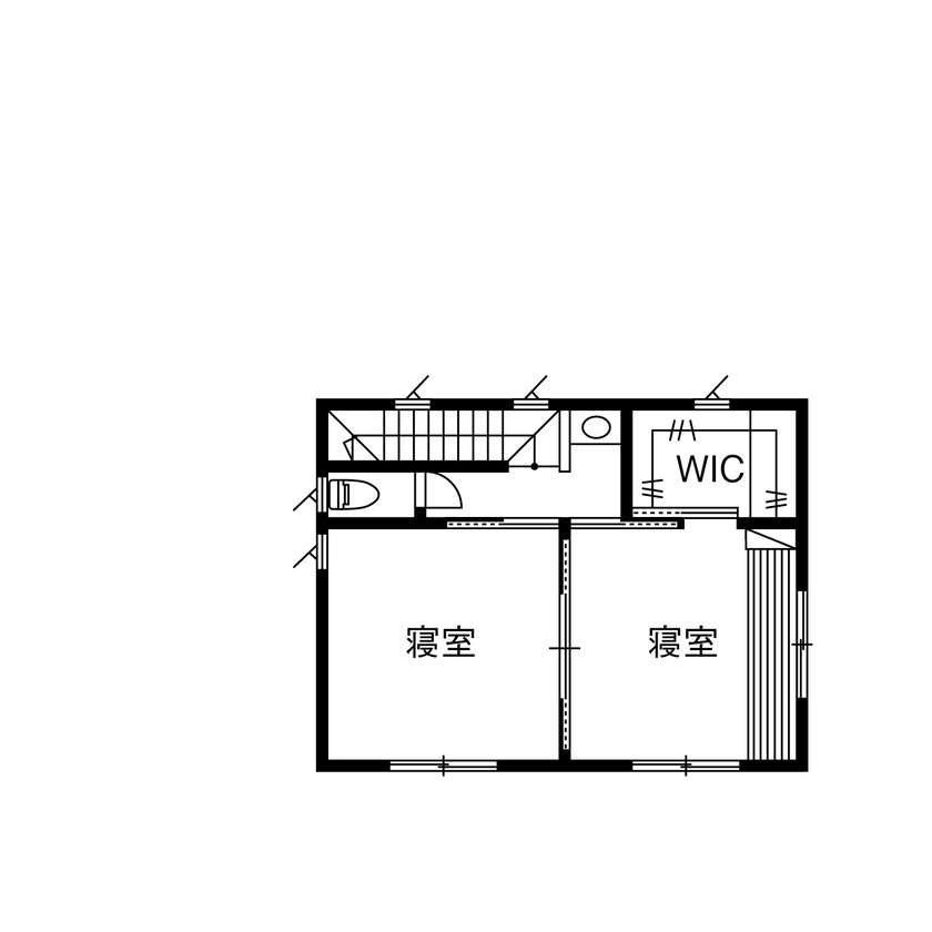 みのり建築舎 【3000万円～3499万円／収納充実／間取図】重厚感とやさしい木の温もり。家相を考慮した寄棟屋根の住まいの間取り図（4LDK+WIC+ランドリー）2階