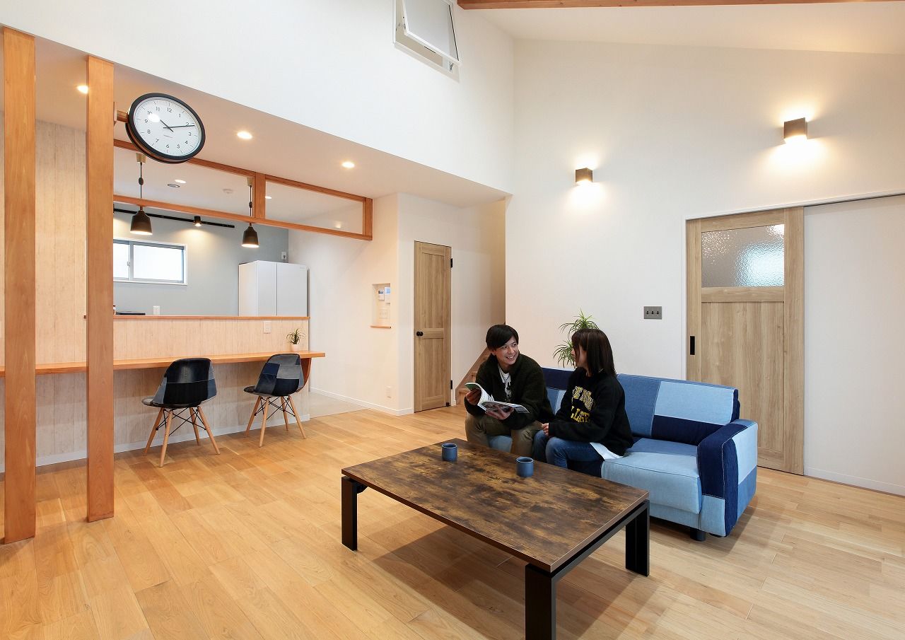 こころ建築設計 【平屋/間取り有】勾配を付けた天井が、平屋とは思えない程の開放感を生み出す住まいの建築実例画像3