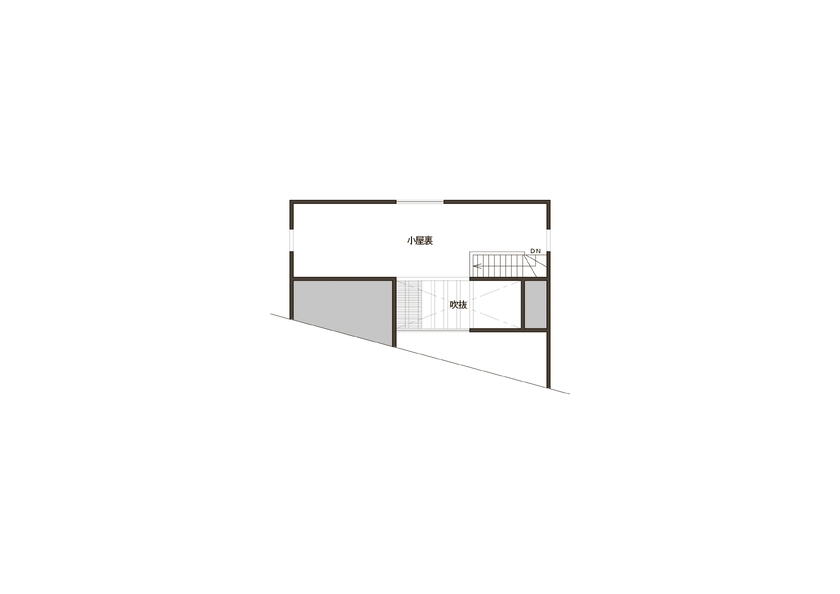 湯本工務店 【自然素材/無垢材/平屋/インナーガレージ/33坪/2000万円台】金井の家の間取り図（２LDK＋小屋裏収納）小屋裏