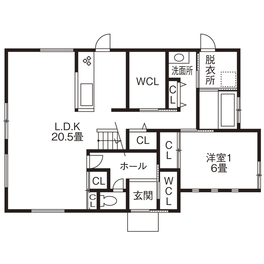 沖田工務店 【枚方市｜間取り】耐震性能、快適な住み心地、ていねいな施工にも感動！地元の会社で大満足の家づくりの間取り図（4LDK＋３WCL）１階