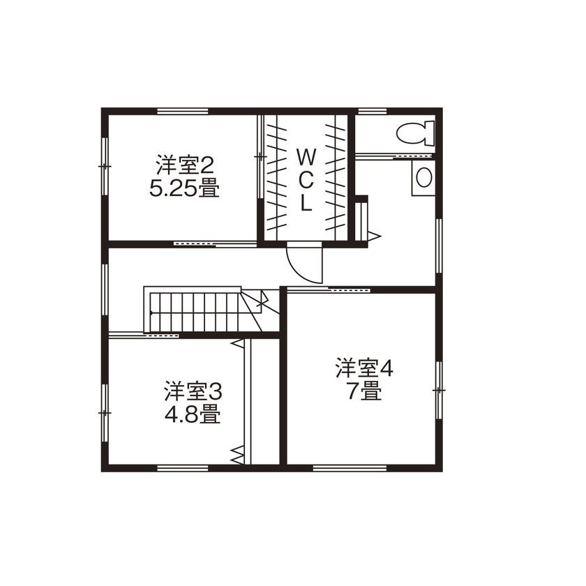 沖田工務店 【枚方市｜間取り】耐震性能、快適な住み心地、ていねいな施工にも感動！地元の会社で大満足の家づくりの間取り図（4LDK＋３WCL）２階