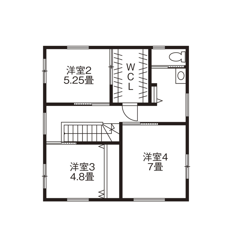 沖田工務店 【大阪｜間取り図有】社長が決め手！真冬でも暖房なし＆短パンで過ごせる性能のいい家の間取り図（３LDK＋WIC＋WCL）２階