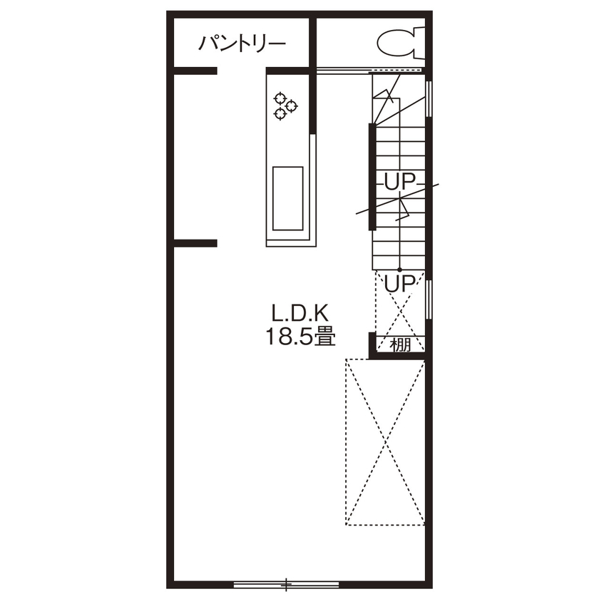 沖田工務店 【大阪｜1000万円台｜間取り図有】価格に大満足！性能のいい家が手頃。近隣への細やかな対応にも感激の間取り図（１LDK＋２納戸）２階