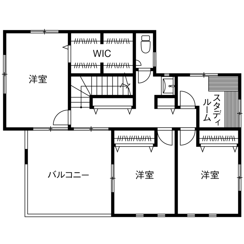 東栄住宅 【延床37.6坪／間取図有】400km離れた場所からリモート活用で叶えた、遊び心あふれる住まいの間取り図（4LDK+畳コーナー+WIC）2階