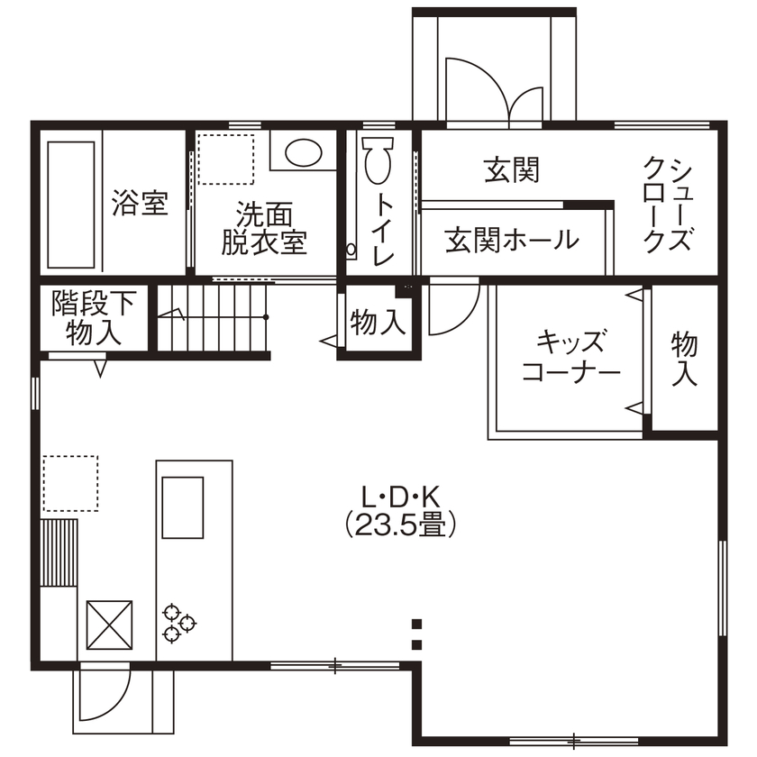 昭和建設 【1900万円台で建てた家／間取り図有】キッズスペース付リビングはママ友にも高評価！価格と性能にも大満足の間取り図（3LDK）1階