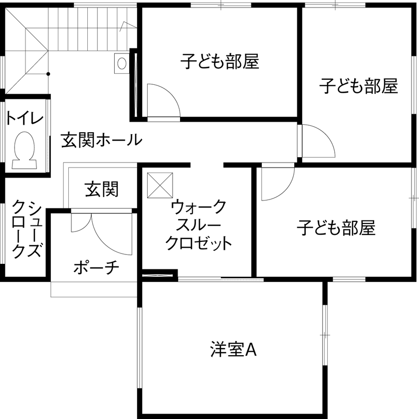昭和建設 【2500万円台で建てた家／間取り図有】プライバシーと開放感が両立！ルーフバルコニー付・2階リビングの家の間取り図（4LDK）1階