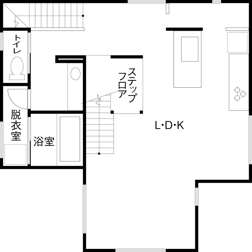 昭和建設 【2500万円台で建てた家／間取り図有】プライバシーと開放感が両立！ルーフバルコニー付・2階リビングの家の間取り図（4LDK）2階