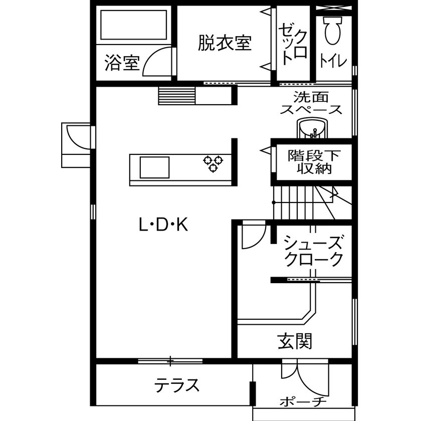 昭和建設 【2000万円台で建てた家／間取り図有】ゲーム好きの夫もご機嫌！暮らしやすくて、スタイリッシュな家の間取り図（3LDK）1階