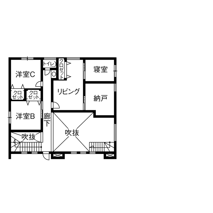 昭和建設 【間取り図有／ビルトインガレージ】家族や友人とワイワイ過ごす、シアタールームやスキップフロアがある家の間取り図（5LDK＋車庫）2階