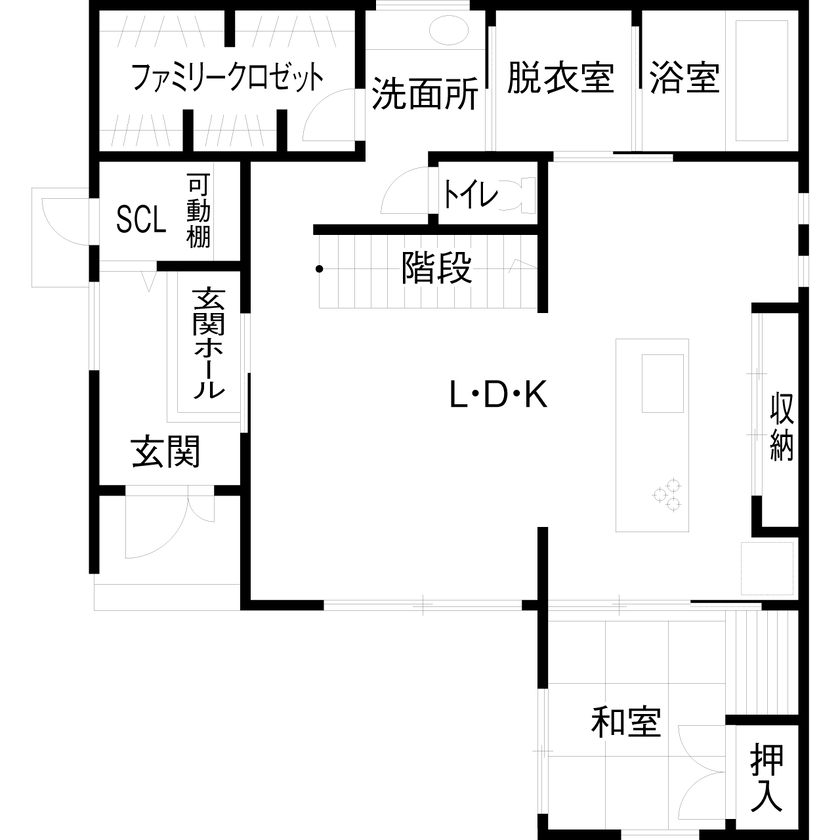 昭和建設 【2800万円台で建てた家／間取り図有】吹抜けリビングとモダンな和室で美しく暮らすホテルライクな家の間取り図（4LDK）1階