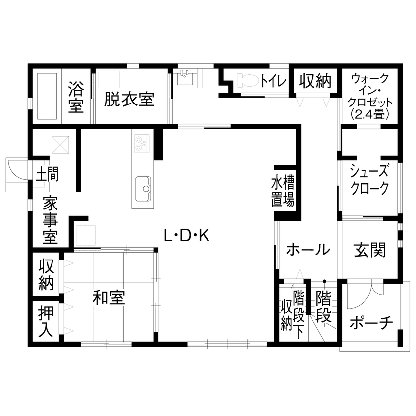 昭和建設 【2700万円台で建てた家／間取り図有】気兼ねなく過ごせる回遊動線で、「家事」も「娘の里帰り」も快適にの間取り図（4LDK）1階