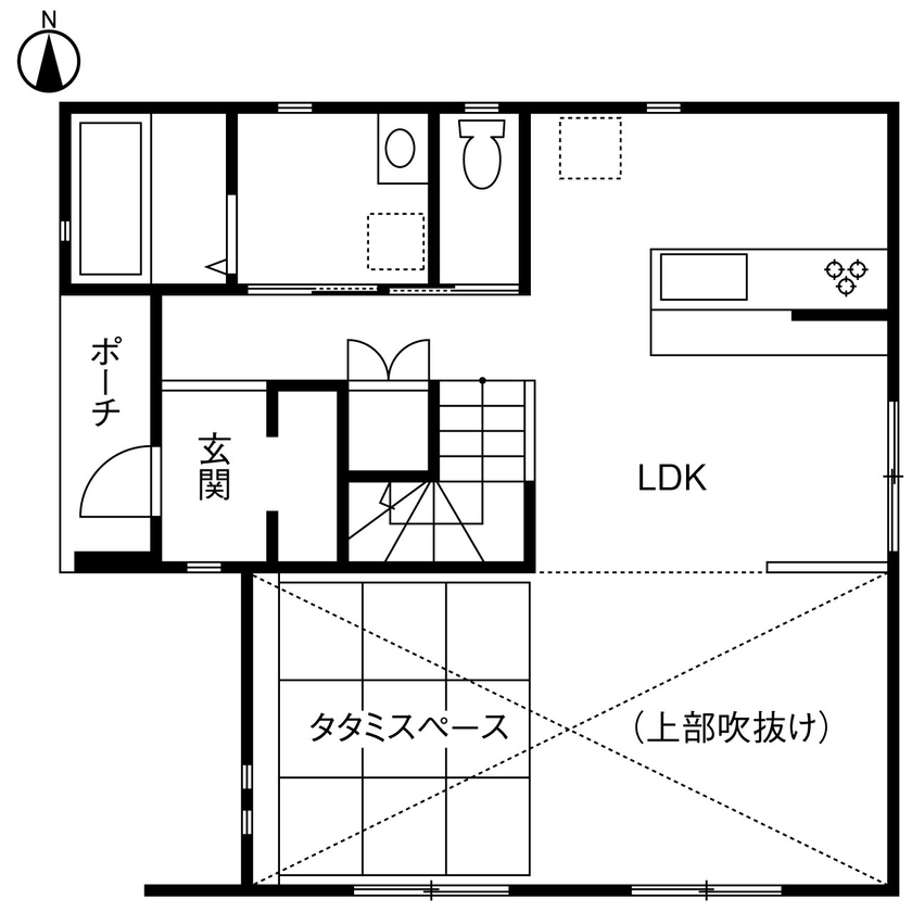 ロイヤルハウス モノが多くてもスッキリ片付く。プラスαの空間が生み出すゆとりと楽しさのある暮らしの間取り図（2LDK）1階