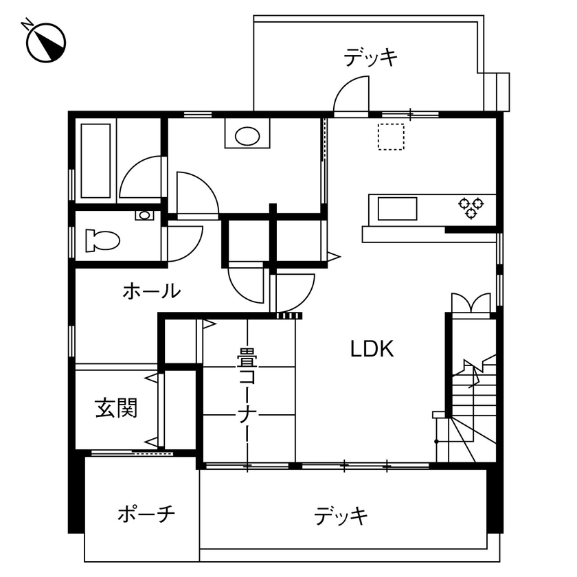 ロイヤルハウス 伝統的な和テイストと現代の暮らしにマッチした機能を融合。天然木の魅力を実感できる“木心地”のいい家の間取り図（3LDK）1階