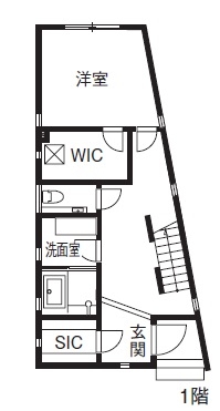 僕らの家 【2500万円台/22坪/狭小地/3階建て/間取り】「ここでもう一度家を建てたい！」プラスαの提案で快適空間の間取り図（2LDK）1階