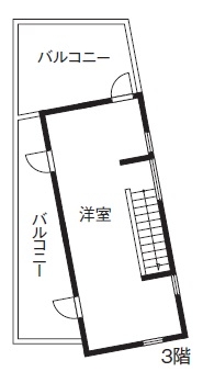 僕らの家 【2500万円台/22坪/狭小地/3階建て/間取り】「ここでもう一度家を建てたい！」プラスαの提案で快適空間の間取り図（2LDK）3階