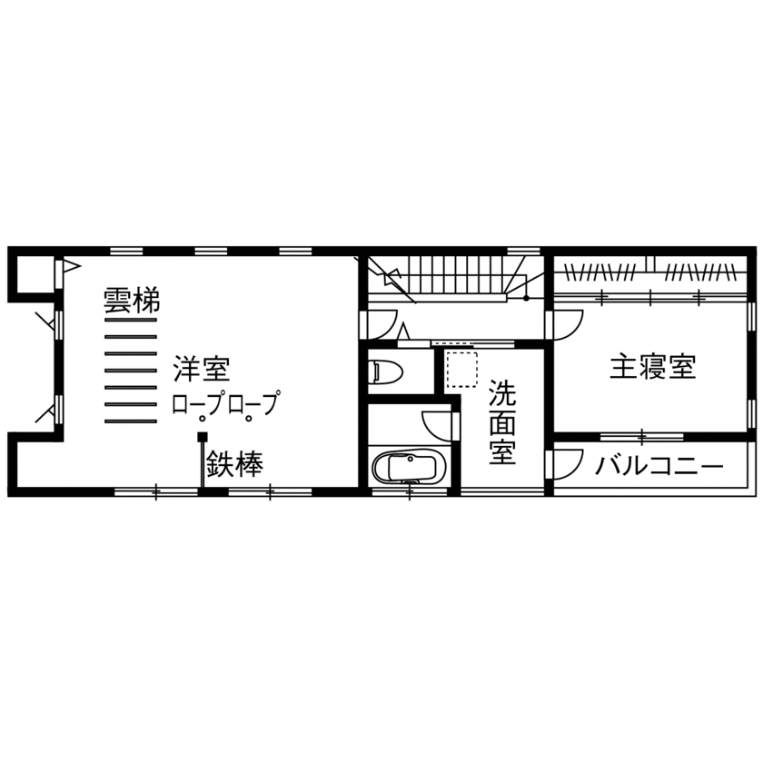 僕らの家 【6000万円～6499万円／地下室／ビルトインガレージ／間取り】7人家族の遊び心がたっぷり詰まった住まいの間取り図（3LDK）2階