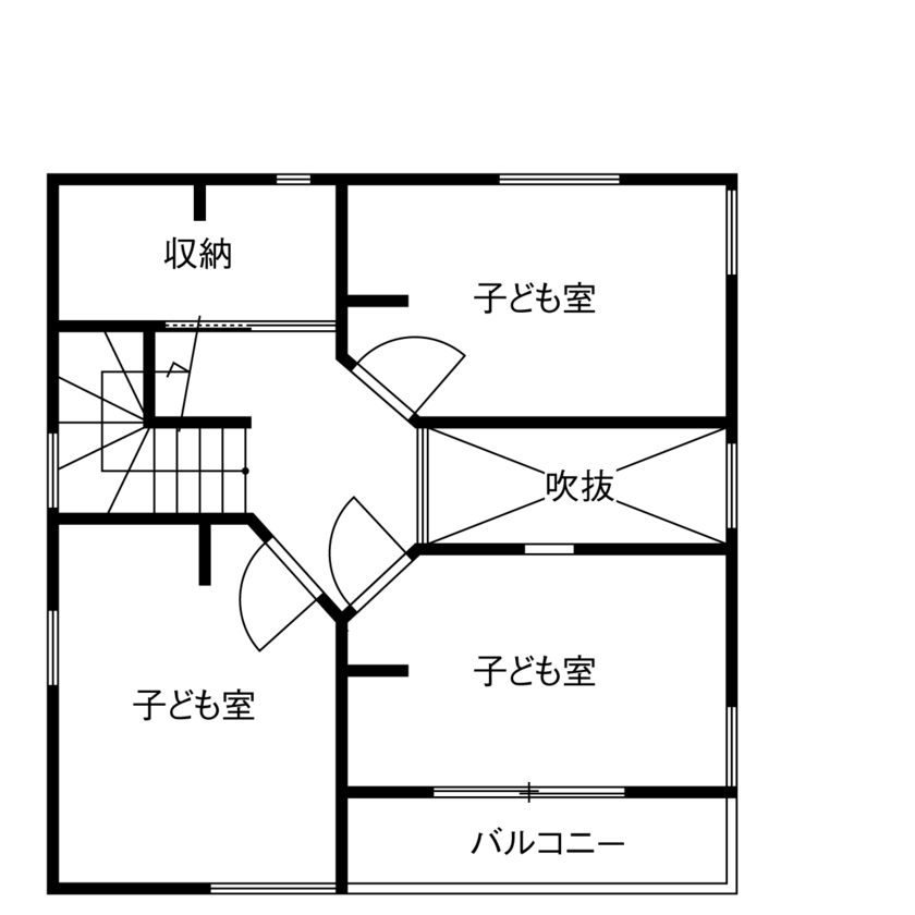 僕らの家 【二世帯／3階建て／2階リビング／間取り】家族のつながりを感じる「ブランコのある家」の間取り図（4LDK+1K）3階