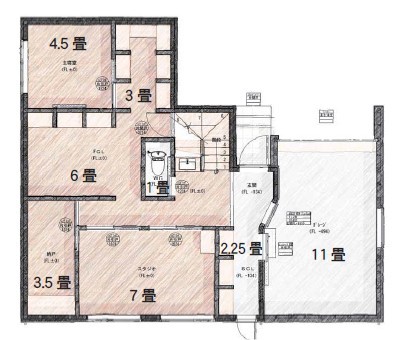 エイジングハウス 【間取り図有/3000万円台】デザイン×光で理想の空間。建築家と建てる”好き”を最大限に詰め込んだ家の間取り図（4LDK）１階