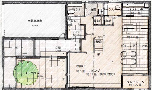 エイジングハウス 【間取り図有/3000万円台】真っ白なスタイリッシュな外観と、生活動線に徹底的にこだわったお家の間取り図（3LDK）１階