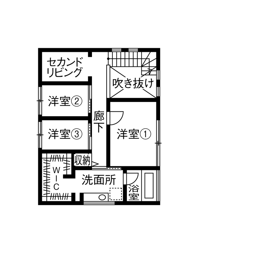 アトリエツバキ 一級建築士事務所 【1000万円台/間取り図】料理も音楽もとことん楽しめる27畳のテラスから絶景を眺められる家の間取り図（3LDK）2階