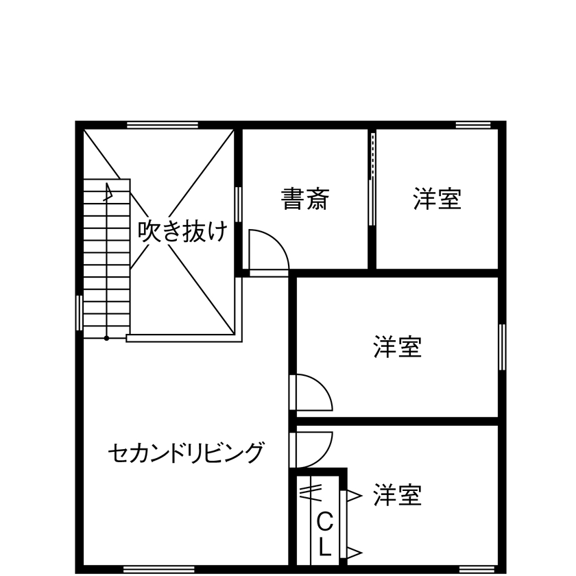 アトリエツバキ 一級建築士事務所 【～1500万円/吹抜け/間取り図】ダウンライトゼロ。空間ごとに光の個性が輝く住まいの間取り図（4LDK）2階