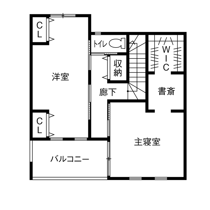 アトリエツバキ 一級建築士事務所 【1000万円台/間取り図】子育てしやすい間取りで快適に。カワイイに囲まれた30坪の家の間取り図（2LDK）2階