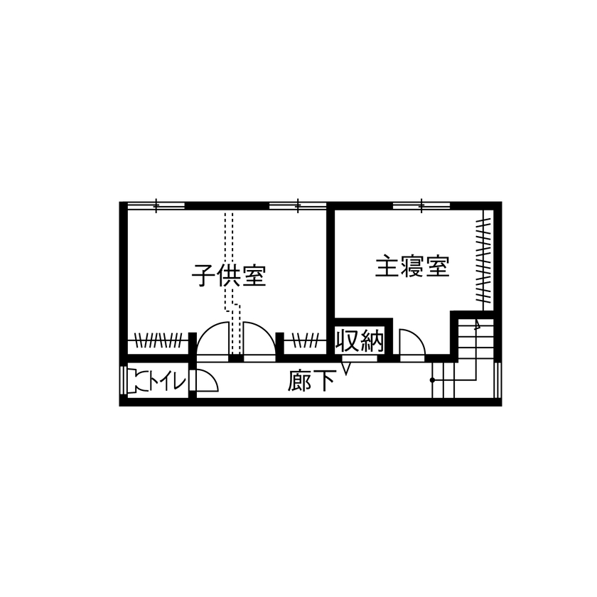 アトリエツバキ 一級建築士事務所 【1000万円台/間取り図】２度目の一戸建て。30項目以上の要望を伝えて納得の家が完成の間取り図（3LDK）2階