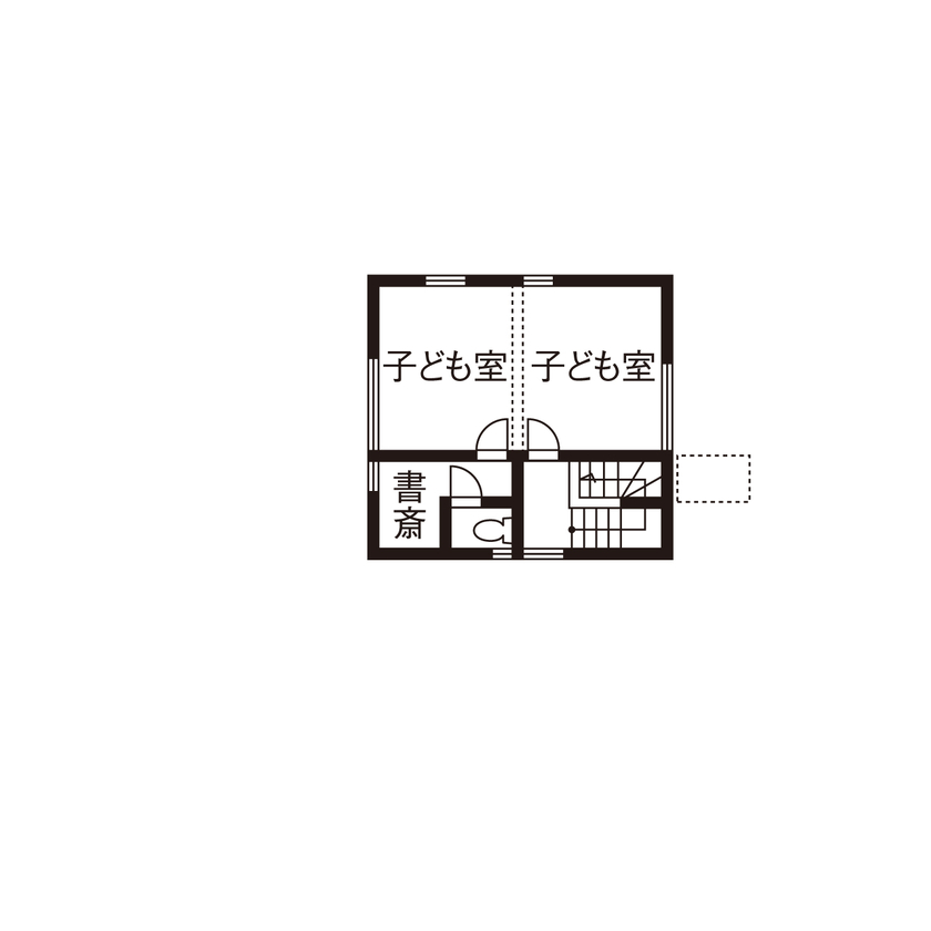 エアコーポレーション 【間取り図有｜2000万円～｜2LDK｜建築家と建てる｜モダン×無垢材】ふたつの中庭を持つ家の間取り図（2LDK+テラス）2階